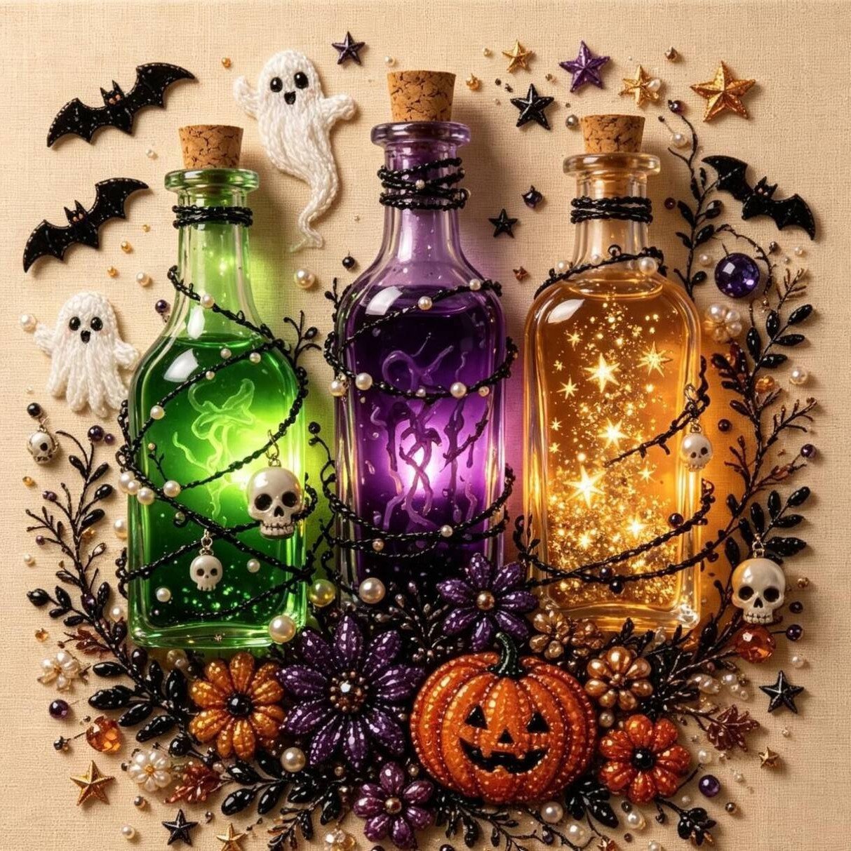 Halloween Pearl Diamond Art DIY Kit (No Mess, Beginner)
