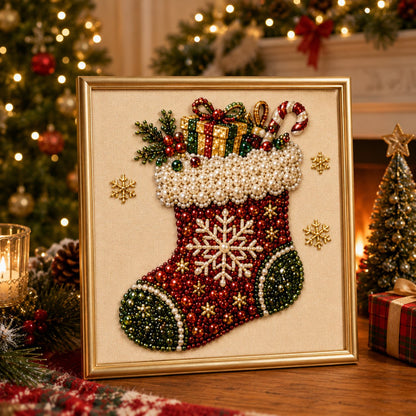 Christmas Pearl Diamond Painting Art Kit With Frame