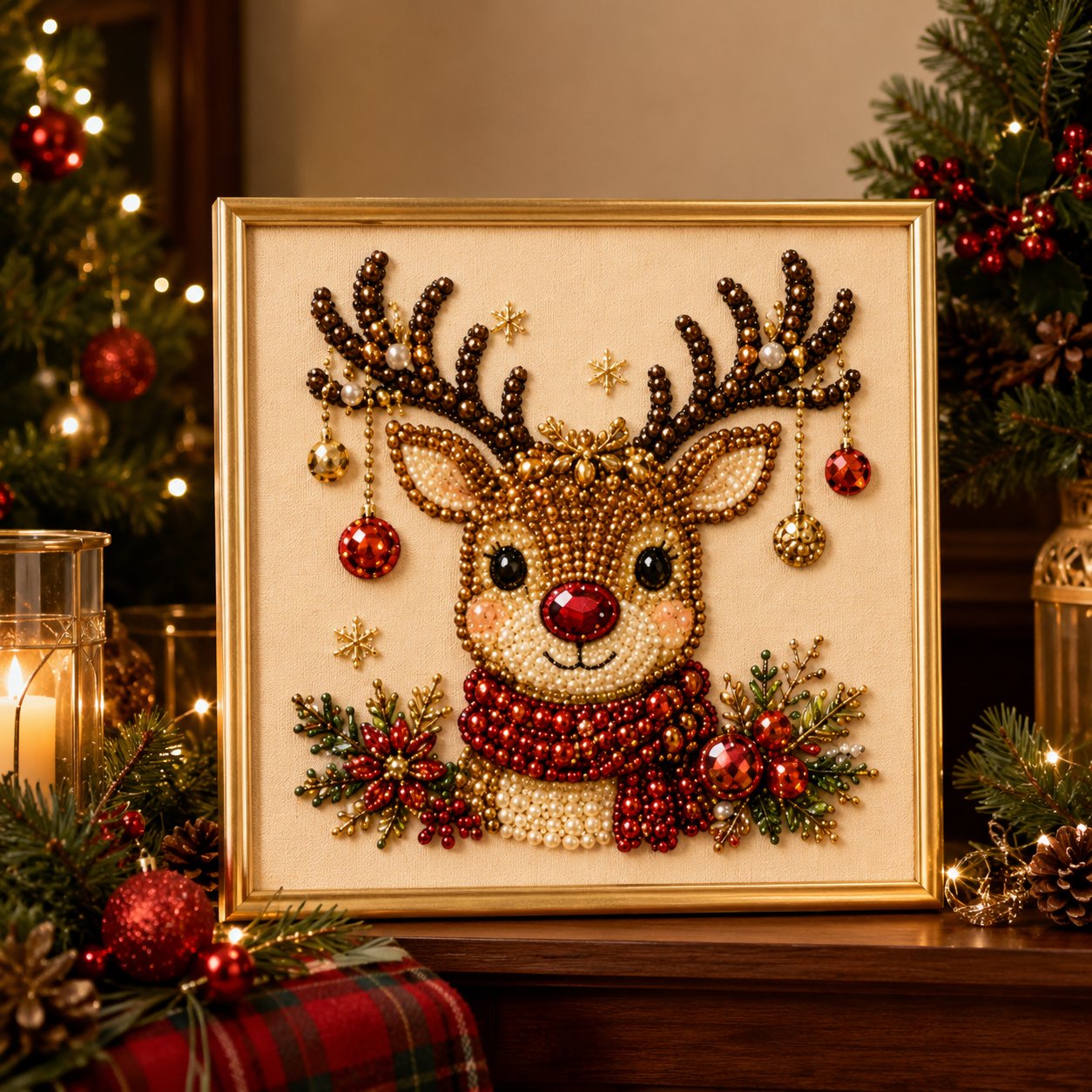 Christmas Pearl Diamond Painting Art Kit With Frame