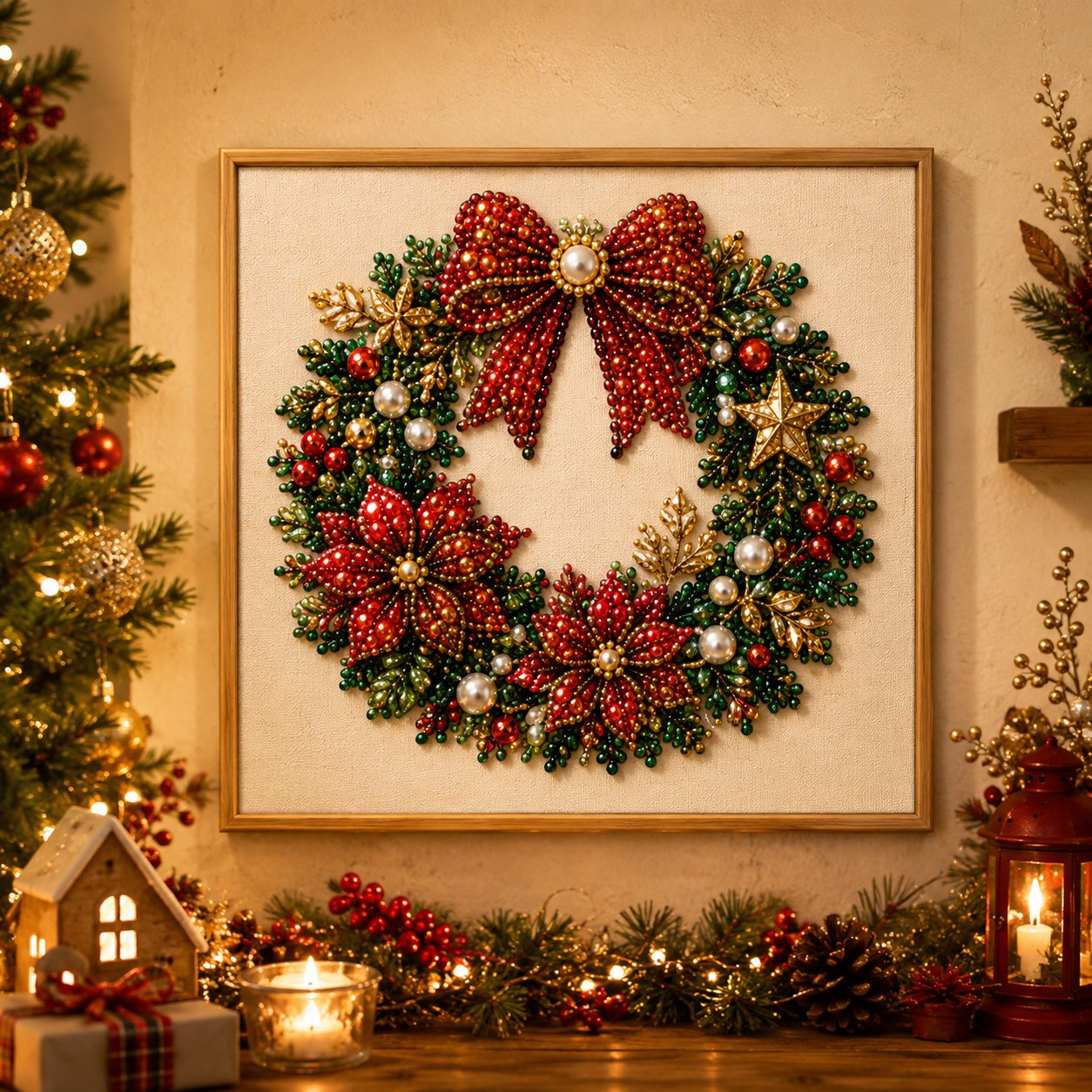 Christmas Pearl Diamond Painting Art Kit With Frame