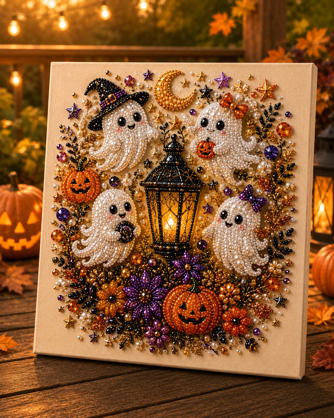 Halloween Ghost & Pumpkin Pearl Art DIY Kit
