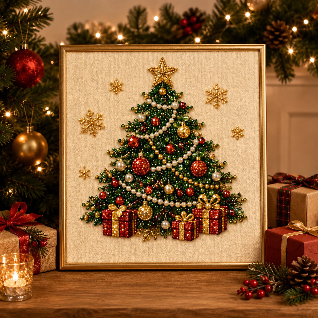 Christmas Pearl Diamond Painting Art Kit With Frame