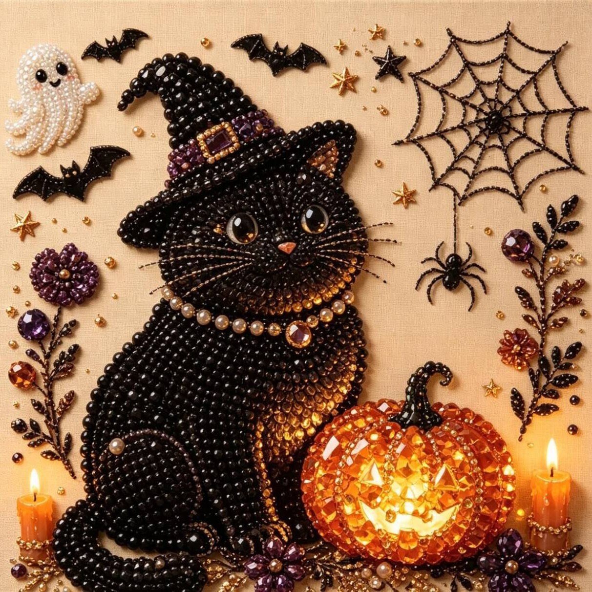 Halloween Pearl Diamond Art DIY Kit (No Mess, Beginner)