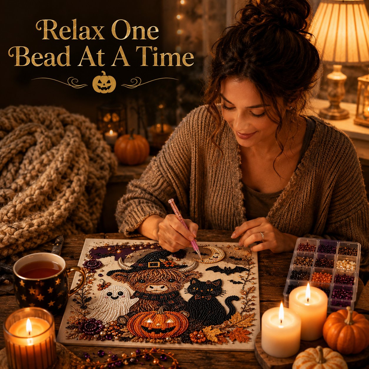 Halloween Pearl Diamond Art DIY Kit (No Mess, Beginner)
