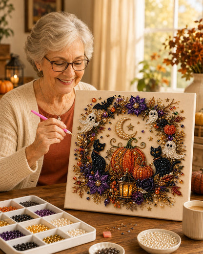 Halloween Ghost & Pumpkin Pearl Art DIY Kit