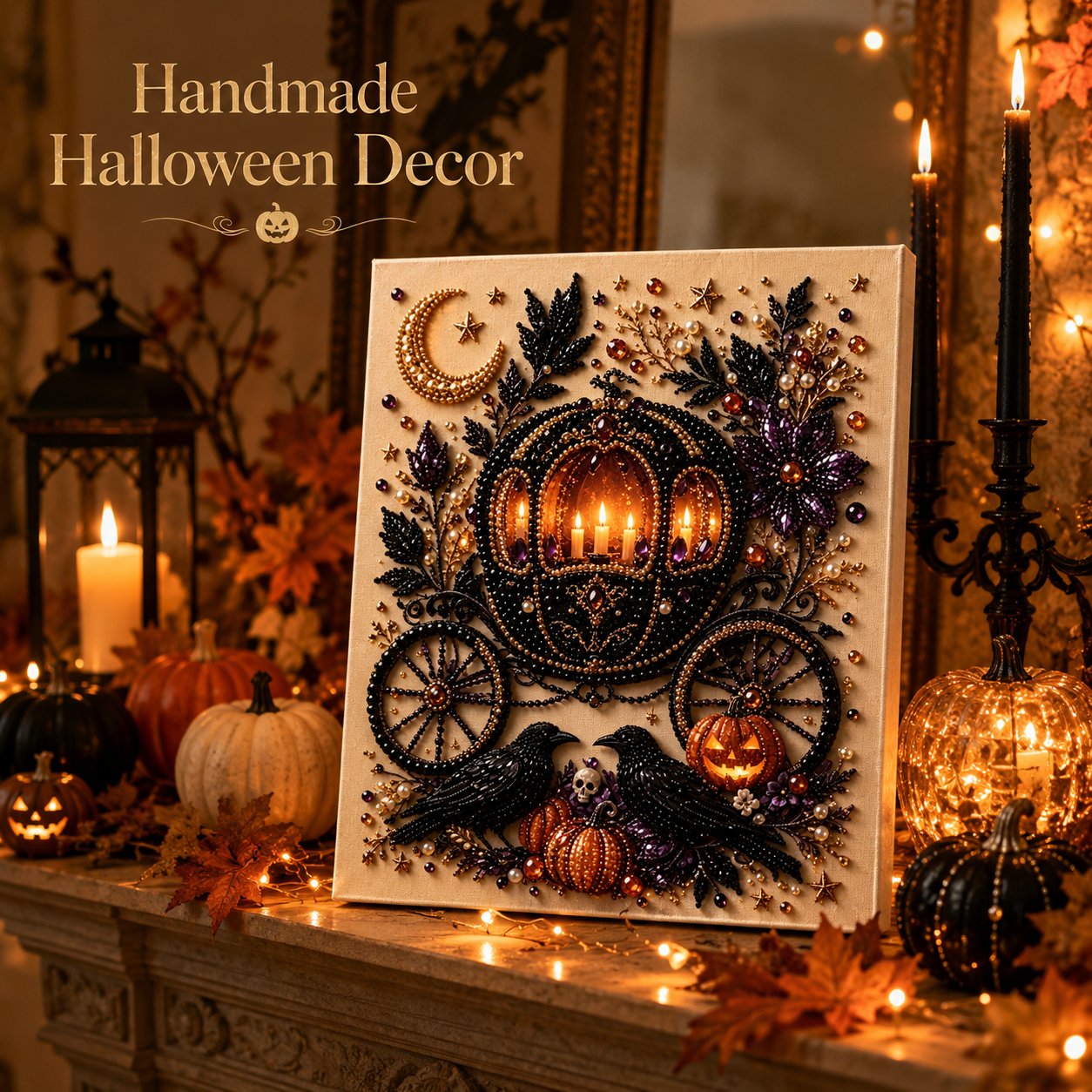 Halloween Pearl Diamond Art DIY Kit (No Mess, Beginner)