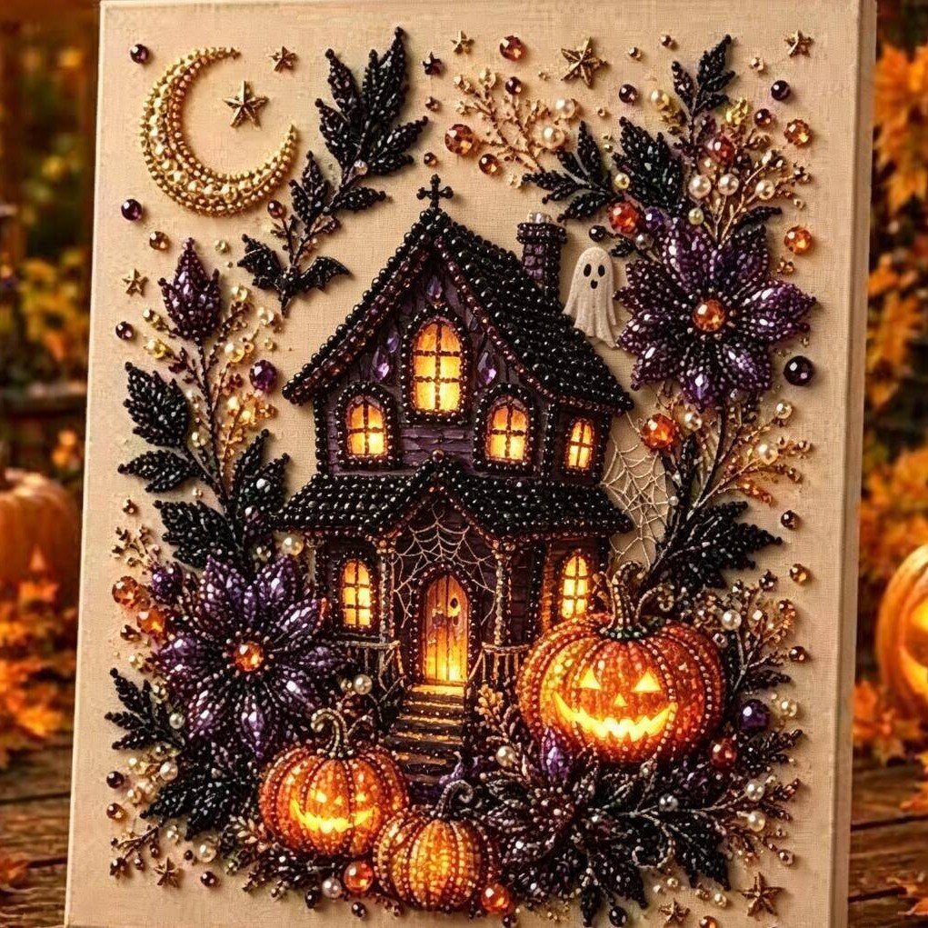 Halloween Pearl Diamond Art DIY Kit (No Mess, Beginner)